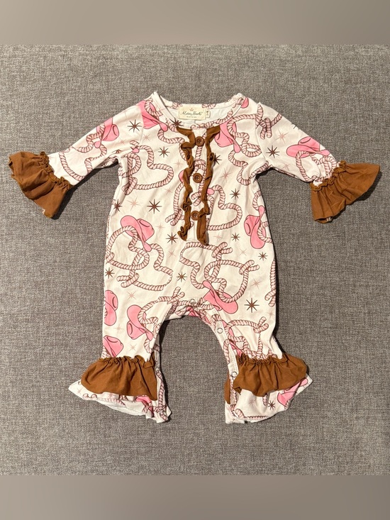 Marie Nicole Other - Marie Nicole Pink Rope & Stars Ruffle Romper 3-6m
